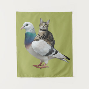 Tenture Chat parmi les pigeons