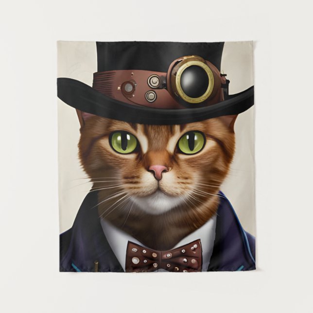 Tenture Chat Steampunk (Devant)