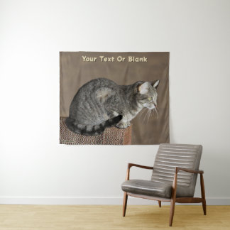 Tenture Chat Tabby Gris Fumé