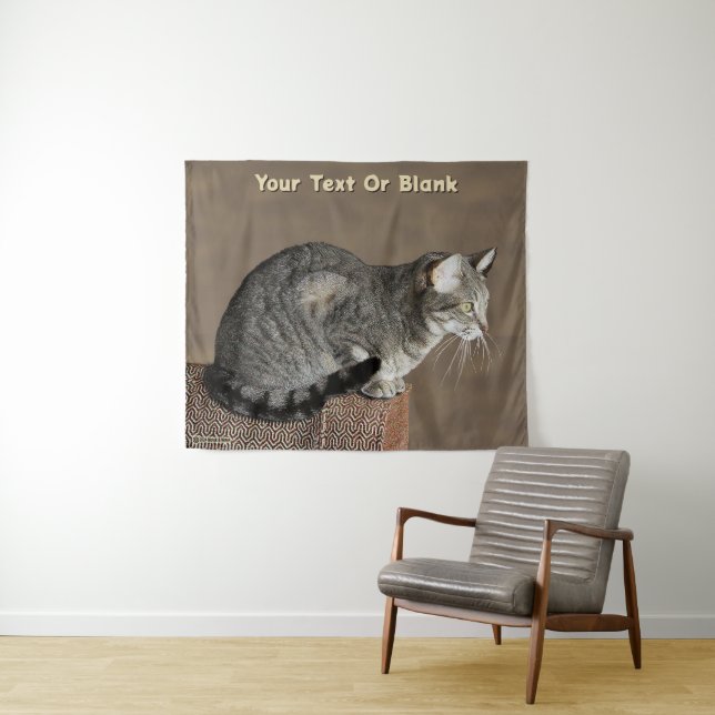 Tenture Chat Tabby Gris Fumé (En situation (horizontale))