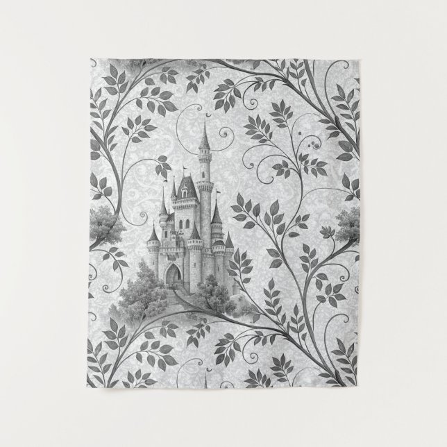 Tenture Château de la Fairytale en Niveaux de gris avec fr (Devant)