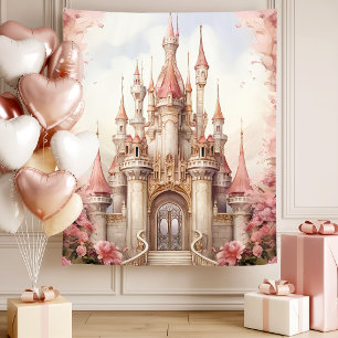 Tenture Château féerique floral rose