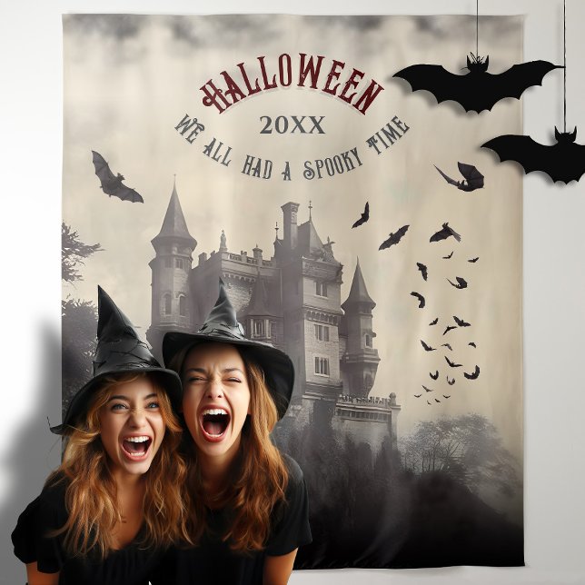 Tenture Château Vampire Halloween Photo Booth Backdrop (Castle with bats - Perfect for your halloween backdrop)