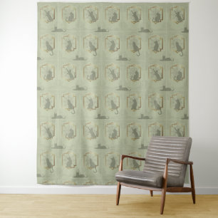 Tenture Chats Art Déco Élégants - Vert
