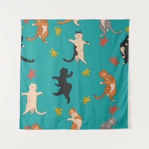Tenture Chats, feuillage d'automne, motif mignon
