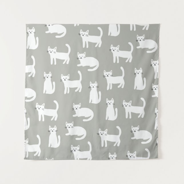 Tenture Chats mignons sans couture motif, design ludique. (Devant)