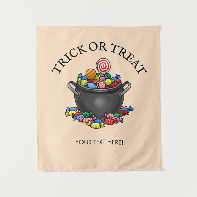 Tenture Chaudière de bonbons Trick or Treat (Devant)