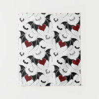 Chauves-souris aux Coeurs rouges et silhouettes de