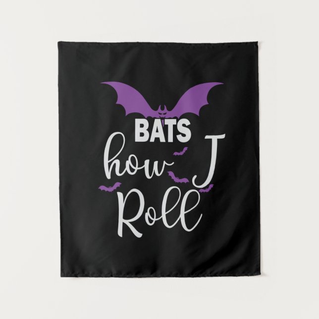 Tenture Chauves-souris d'Halloween Comment je roule Annive (Devant)