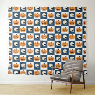 Tenture Checks de Skulls et Pumkins