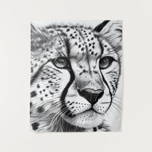 Tenture Cheetah Animal Wild Nature Illustration Line Epic