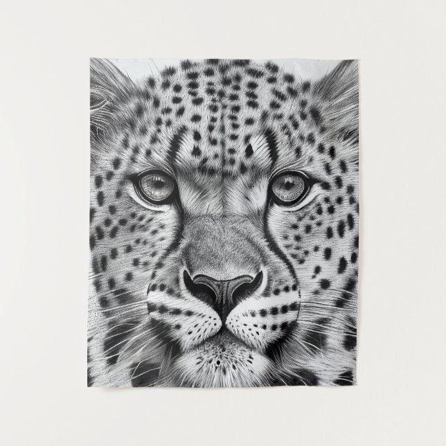 Tenture Cheetah Animal Wild Nature Illustration Line Epic (Devant)