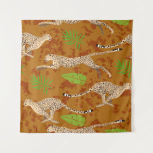 Tenture Cheetahs Feuilles : Vintage Graphic sans couture