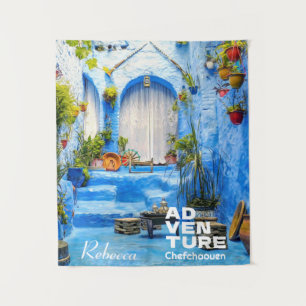 Tenture Chefchaouen Blue City Maroc Peinture à l'huile Boh