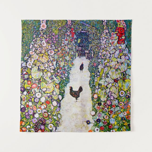 Tenture Chemin de jardin avec poulets, Gustav Klimt (Devant)