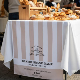 Tenture Chemin de table avec logo de boulangerie à rayures