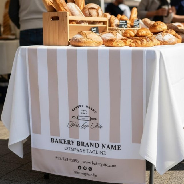 Tenture Chemin de table avec logo de boulangerie à rayures (Créateur téléchargé)