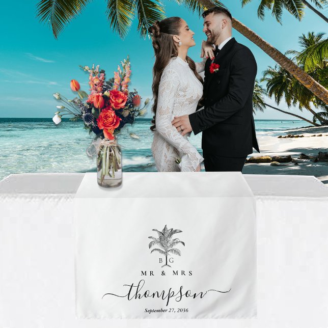 Tenture Chemin de table de mariage personnalisé Arbre à pa (Wedding Table Runner Custom Tropical Palm Tree Tapestry)