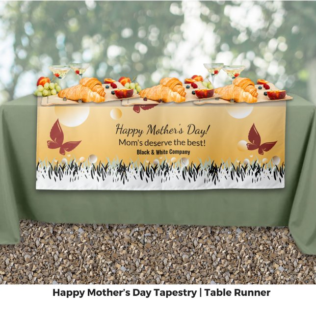Tenture Chemin de table pour la présentation des papillons (Mother's Day Butterflies Presentation Table Runner Tapestry - Two Sided)