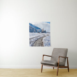 Tenture Chemin de terre dans l'au sol de neige, Alpes