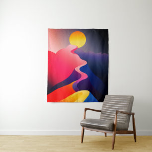 Tenture Chemin vers le Soleil – Montagne Abstraite Vibrant