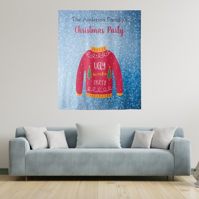 Tenture chemise laide de Noël rouge bleu neige (Créateur téléchargé)