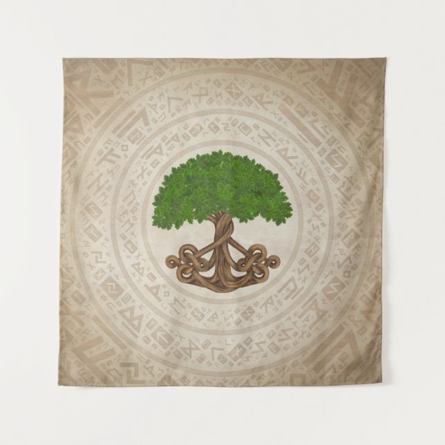 Tenture Chêne celtique Arbre de vie -Yggdrasil (Devant)