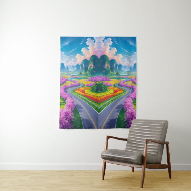Tenture "Cherry Blossom Journey - Dream Landcape Wall Art (En situation)