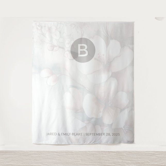 Tenture Cherry Blossom Monogram Mariage fond (Devant)