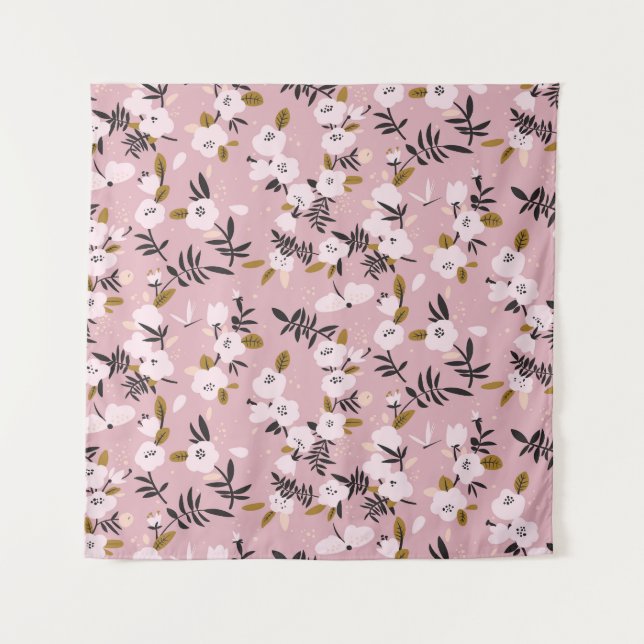 Tenture Cherry Blossom Rose : Printemps tendre (Devant)
