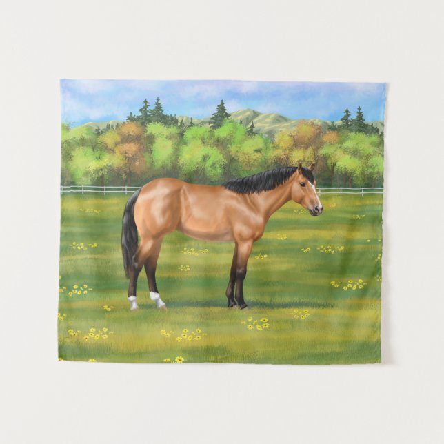 Tenture Cheval du Quartier des Dun Buckskin (Devant (Horizontal))