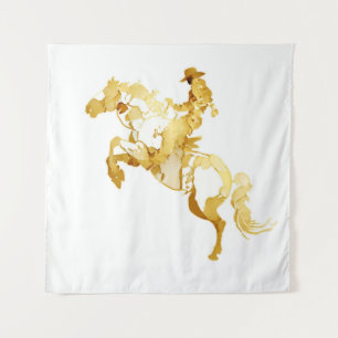 Tenture Cheval et Cavalier Dorés Abstraits