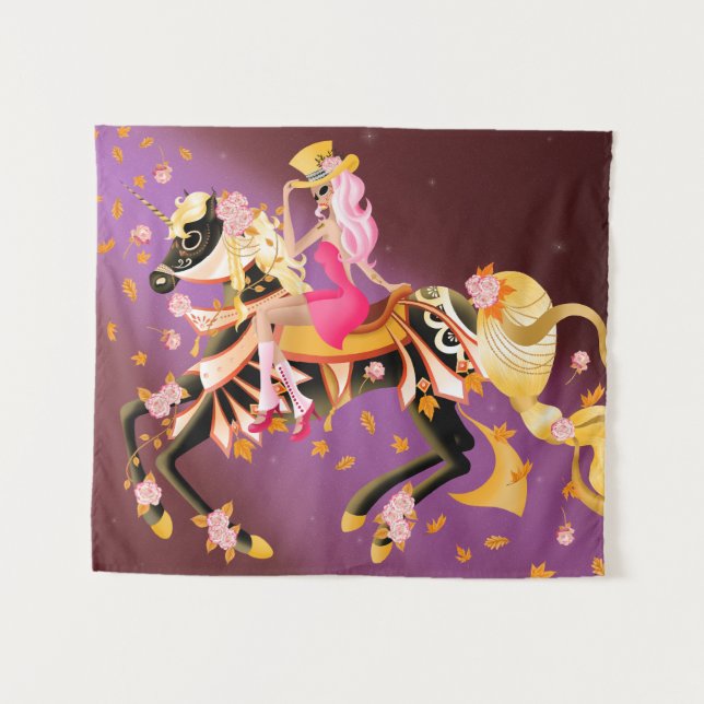 Tenture Cheval et dame du crâne de sucre (Devant (Horizontal))