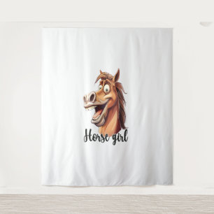 Tenture Cheval Fille Drôle Cheval