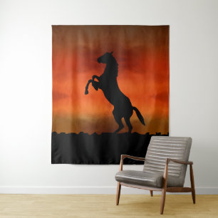 Tenture Cheval Libre Au Coucher Du Soleil