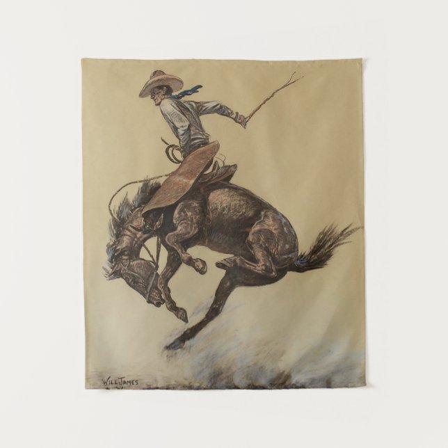 Tenture “Cheval qui rue” Art western par Will James (Devant)