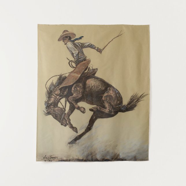 Tenture “Cheval qui rue” Art western par Will James (Devant)