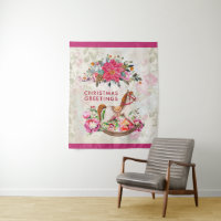 Cheval rocheux victorien et Poinsettia Noël