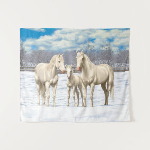 Tenture Chevaux Du Quartier Blanc Dans Les Pâturages D'Hiv