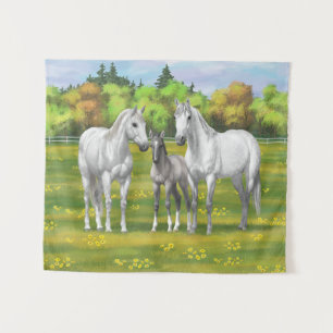 Tenture Chevaux Gris De La Pomme Blanche En Été
