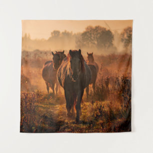 Tenture Chevaux sauvages : Rencontre intense avec le regar