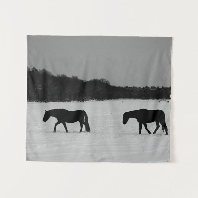 Tenture Chevaux sur neige wtcna (Devant (Horizontal))