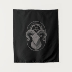 Tenture Chèvre diabolique Pentagramme Baphomet Satan Occul