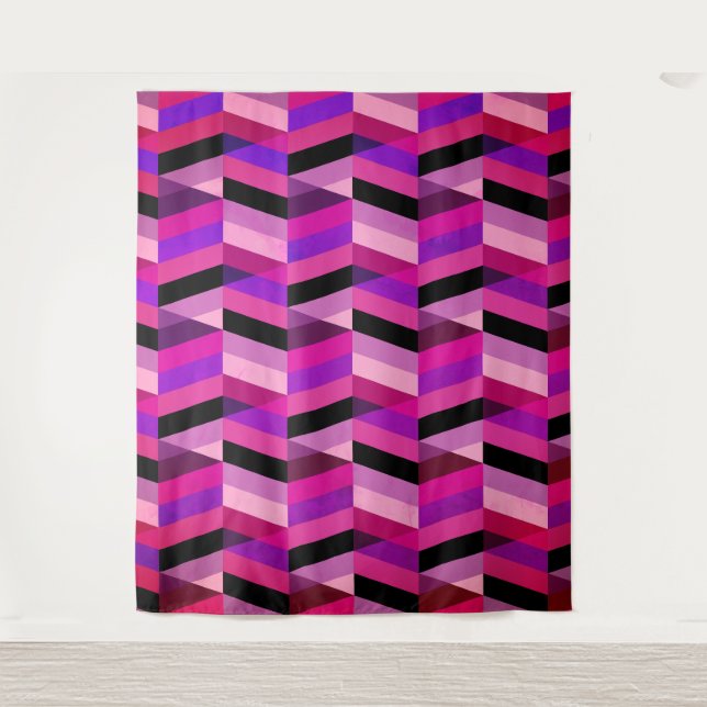 Tenture Chevron/Herringbone Abstrait | Violets & Violet (Devant)
