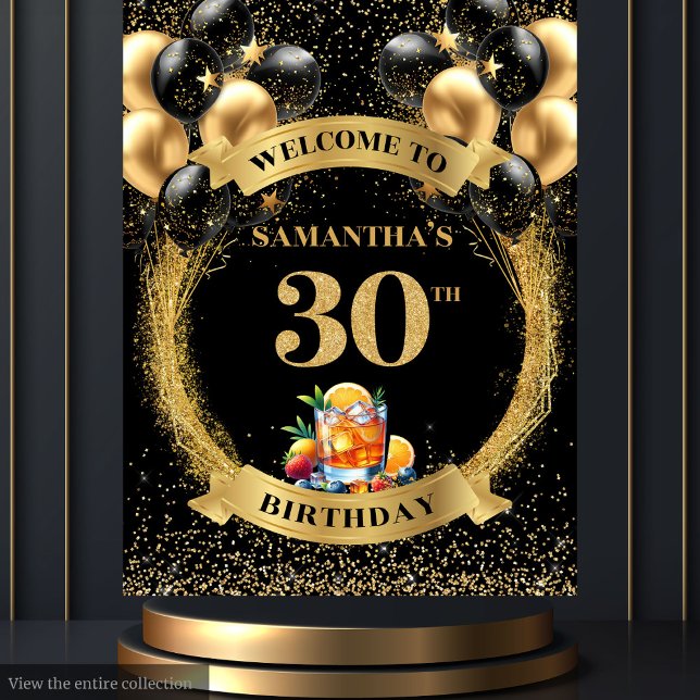 Tenture Chic 30e anniversaire Whiskey Celebration Tapestry (Chic 30th Birthday Whiskey Celebration Tapestry)