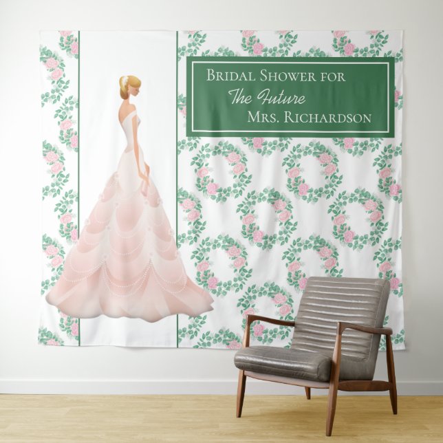 Tenture Chic de fond pour photos de Baby Shower - Vert (En situation (horizontale))