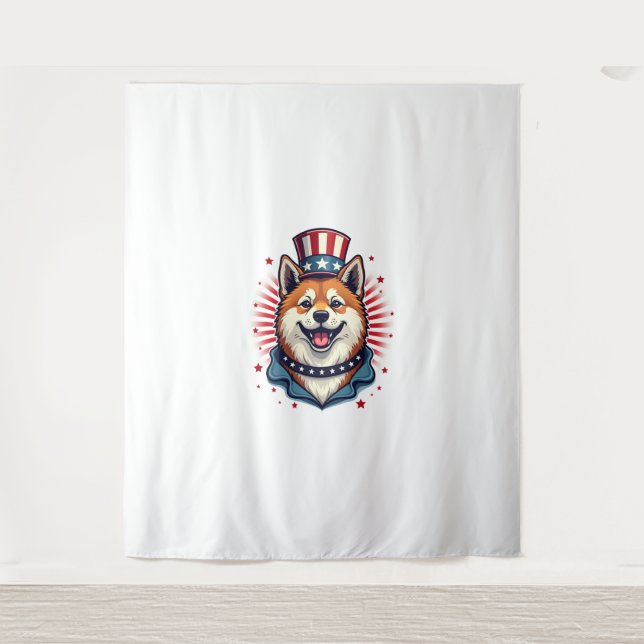 Tenture Chien Akita, fête de l'indépendance (Devant)