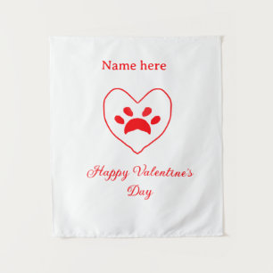 Tenture Chien chat patte cœur rouge joyeuse Saint-Valentin