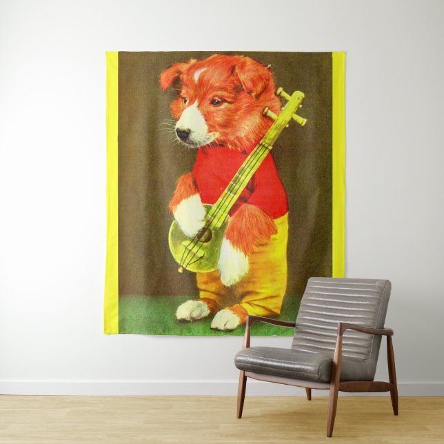 Tenture Chien de Banjo (En situation)
