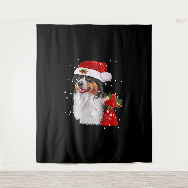 Tenture Chien de Berger Australien Noël (Devant)